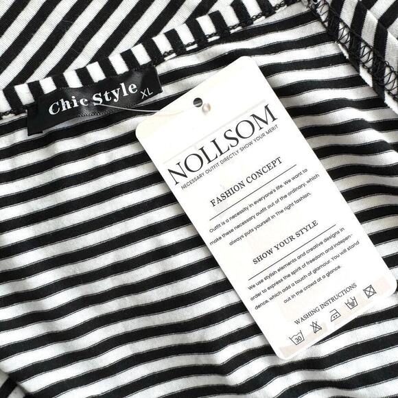 NOLLSOM Women XL Dress Sleeveless Striped Tank Midi Wrap Casual Cotton Stretch - Picture 6 of 9